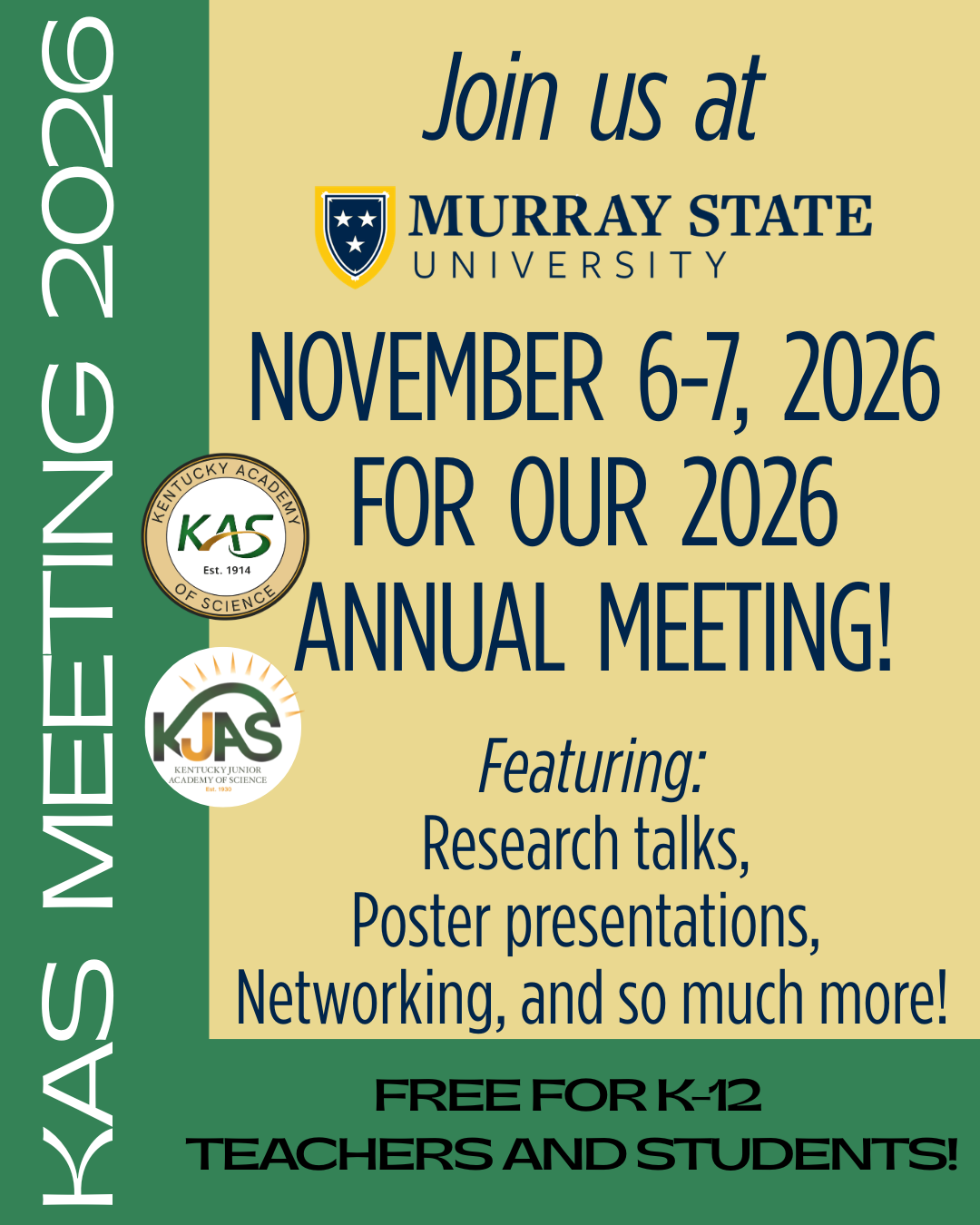 KAS Annual Meeting is at Murray State University November 6-7, 2026